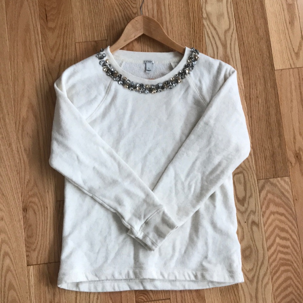 JCrew Sweatshirt w/ Jewel Collar Detail